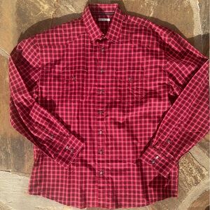 SLATE Red Plaid LS Dome Snap Shirt
